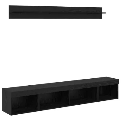 vidaXL TV Wall Cabinet Set 5 pcs Black Oak Engineered Wood